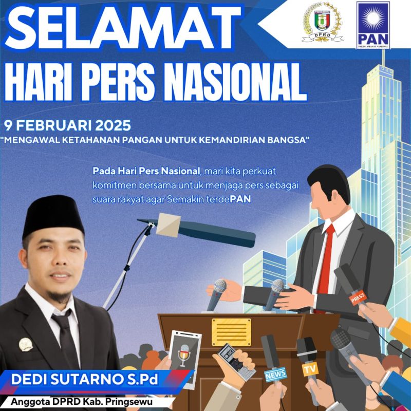 Hari Pers Nasional 2025, Dedi Sutarno : Selamat Hari Pers Untuk Seluruh Insan Media